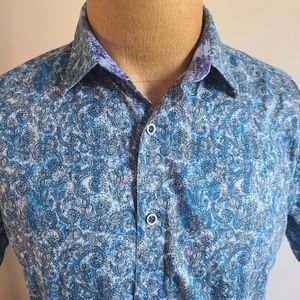 Robert Graham Blue Floral Button Down Shirt
